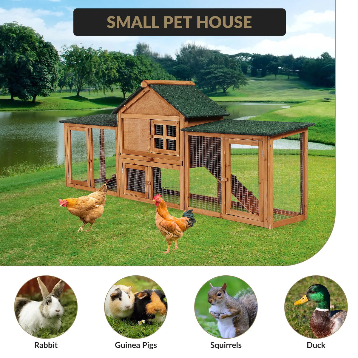 DishyKooker Two Level Wooden Rabbit Hutch With Ramp And Runs