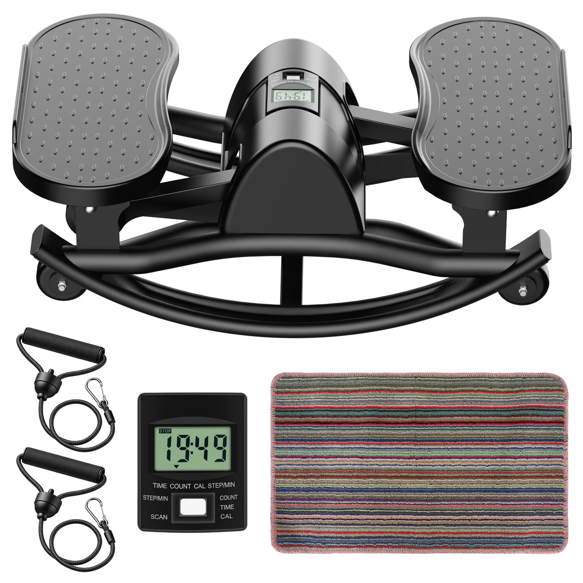 Digital Display Twisting Stepper Machine With Resistance Bands