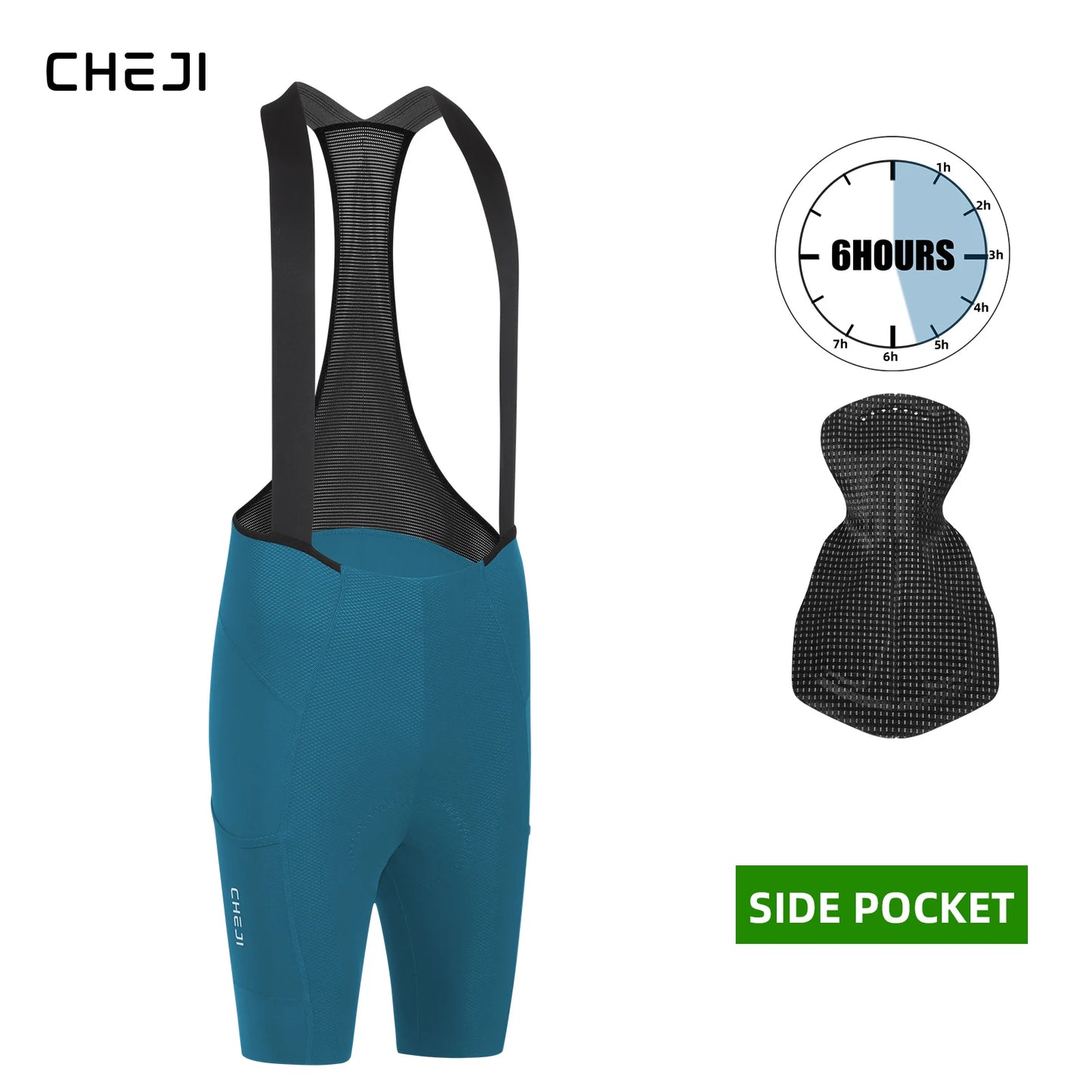 Cheji Men's Cycling Bib Shorts Seamless Quick-Dry Breathable Performance