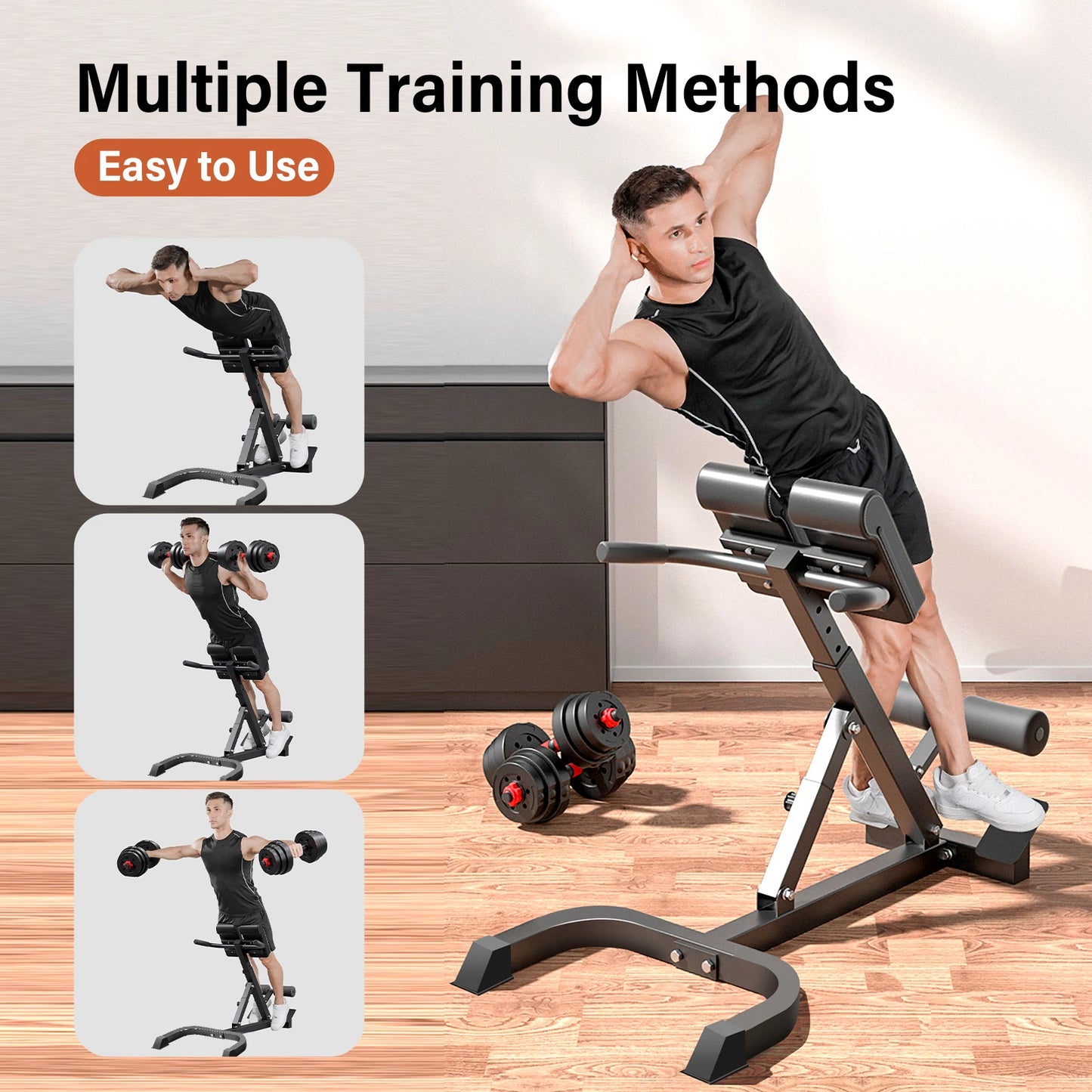 Folding Roman Chair Back Extension Bench Adjustable Hyperextension Home Gym