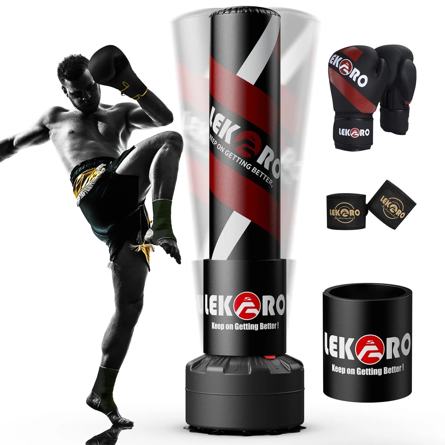 LEKARO Standing Boxing Post With Gloves For Home Training Sandbag