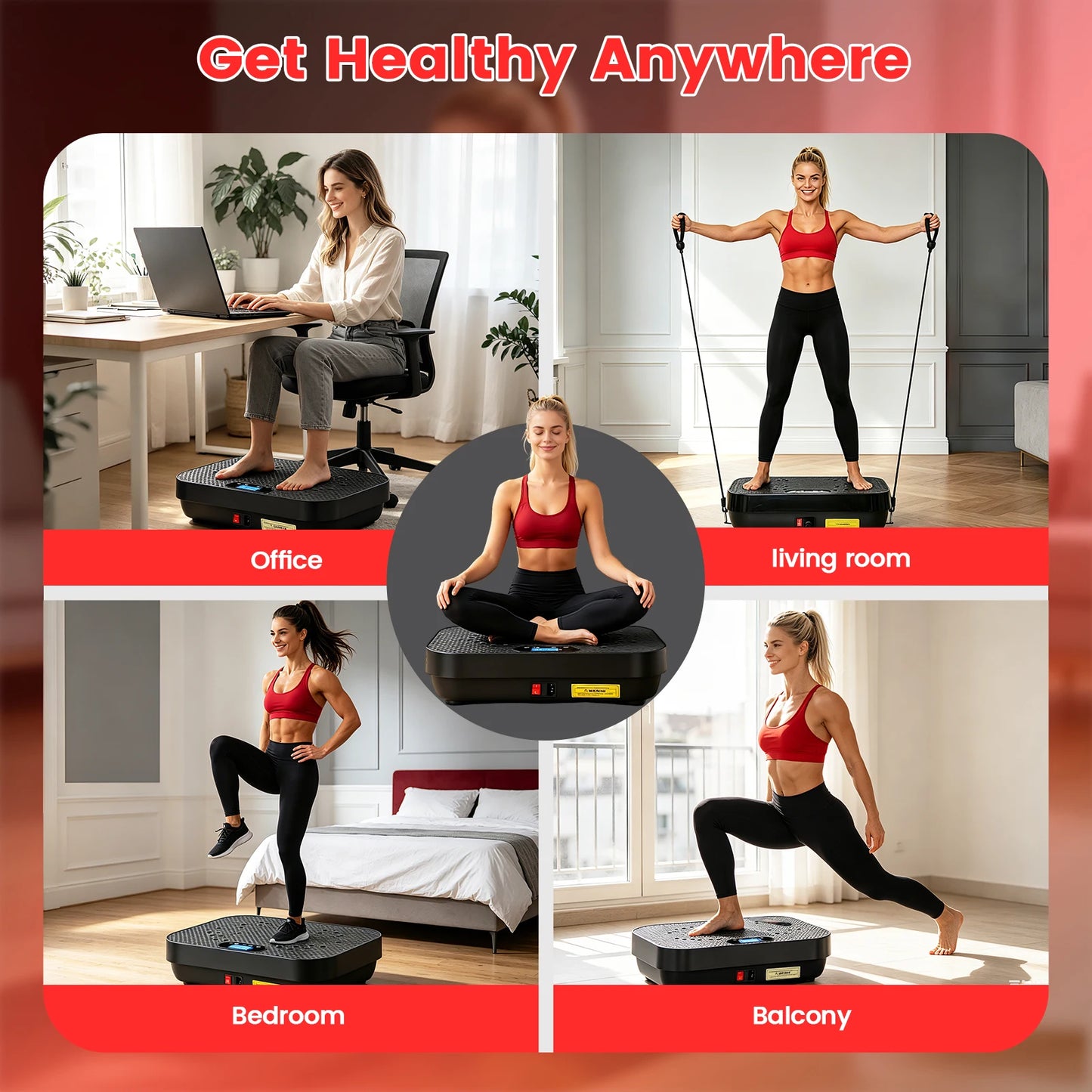 Vibration Plate Full-Body Exercise Machine With Bluetooth Remote And Bands