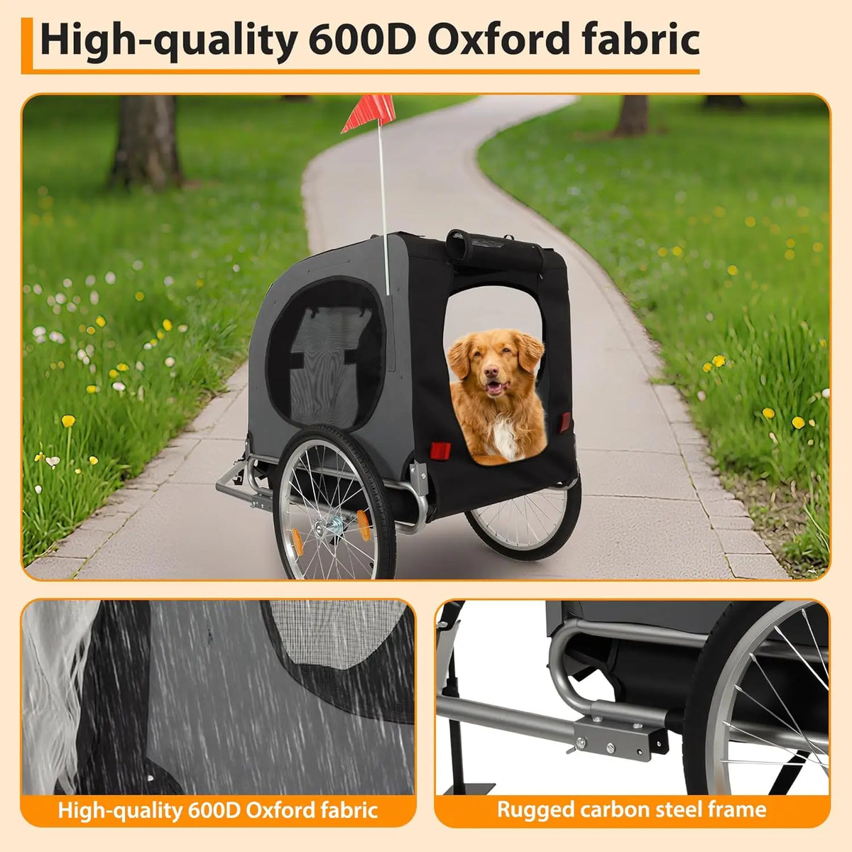 HiMISS Dog Bike Trailer And Jogging Stroller With Collapsible Design
