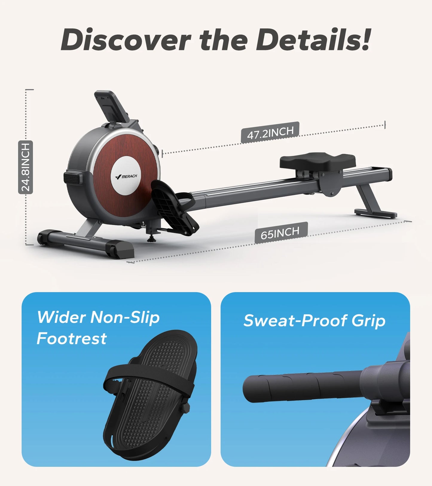 MERACH Magnetic Rowing Machine For Home With 16 Resistance Levels