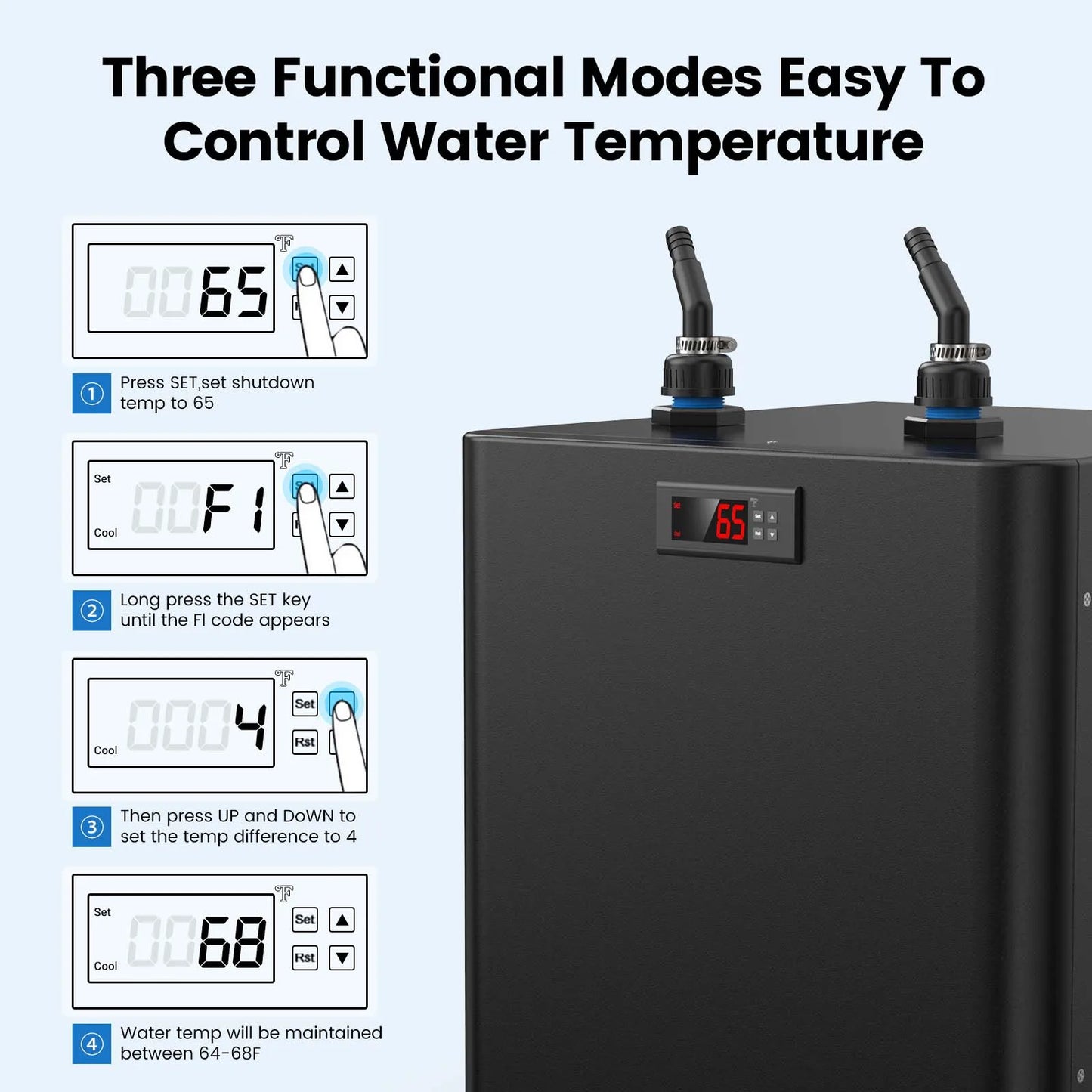 Aquarium Chiller Axolotl Adjustable Temperature One Half HP Water Cooler