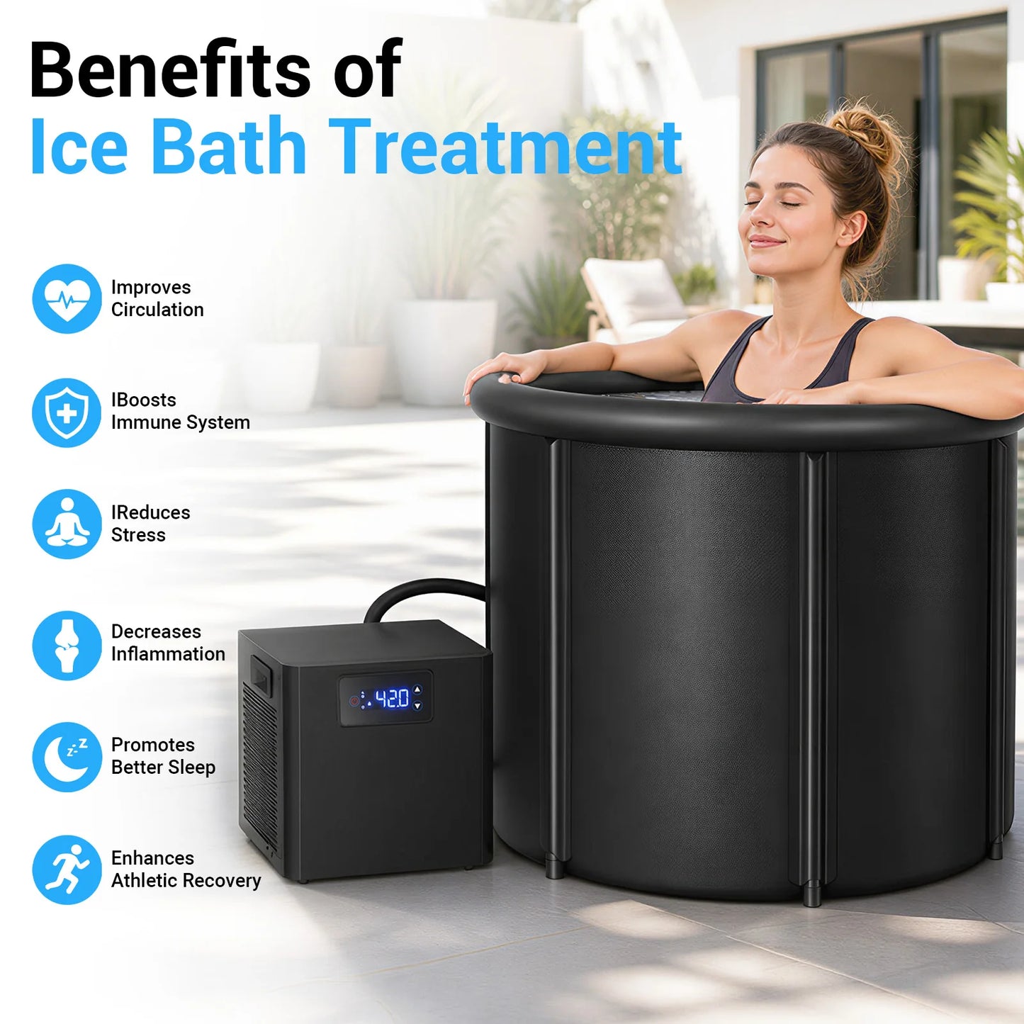Ice Bath Chiller for Cold Plunge Tubs 1/3 HP Filter