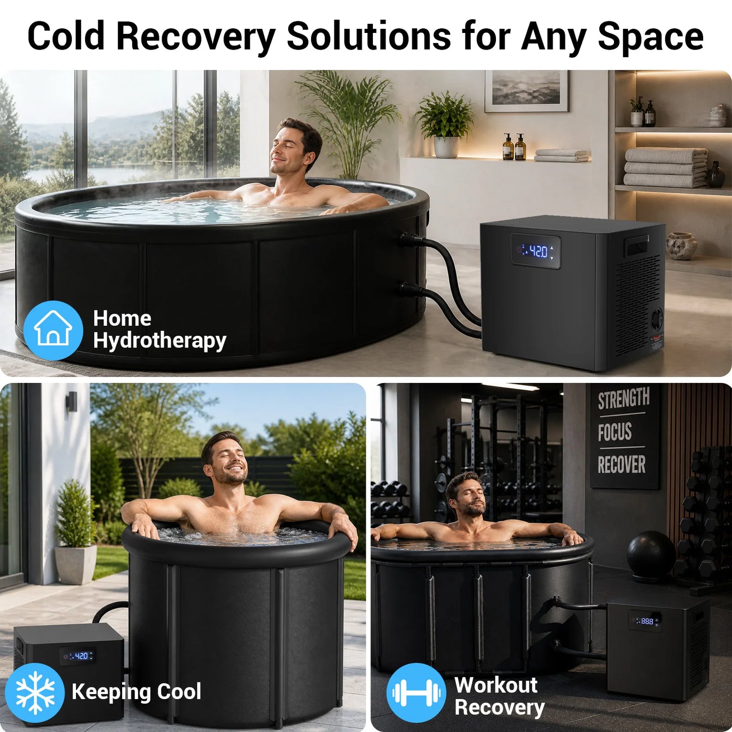 Ice Bath Chiller for Cold Plunge Tubs 1/3 HP Filter