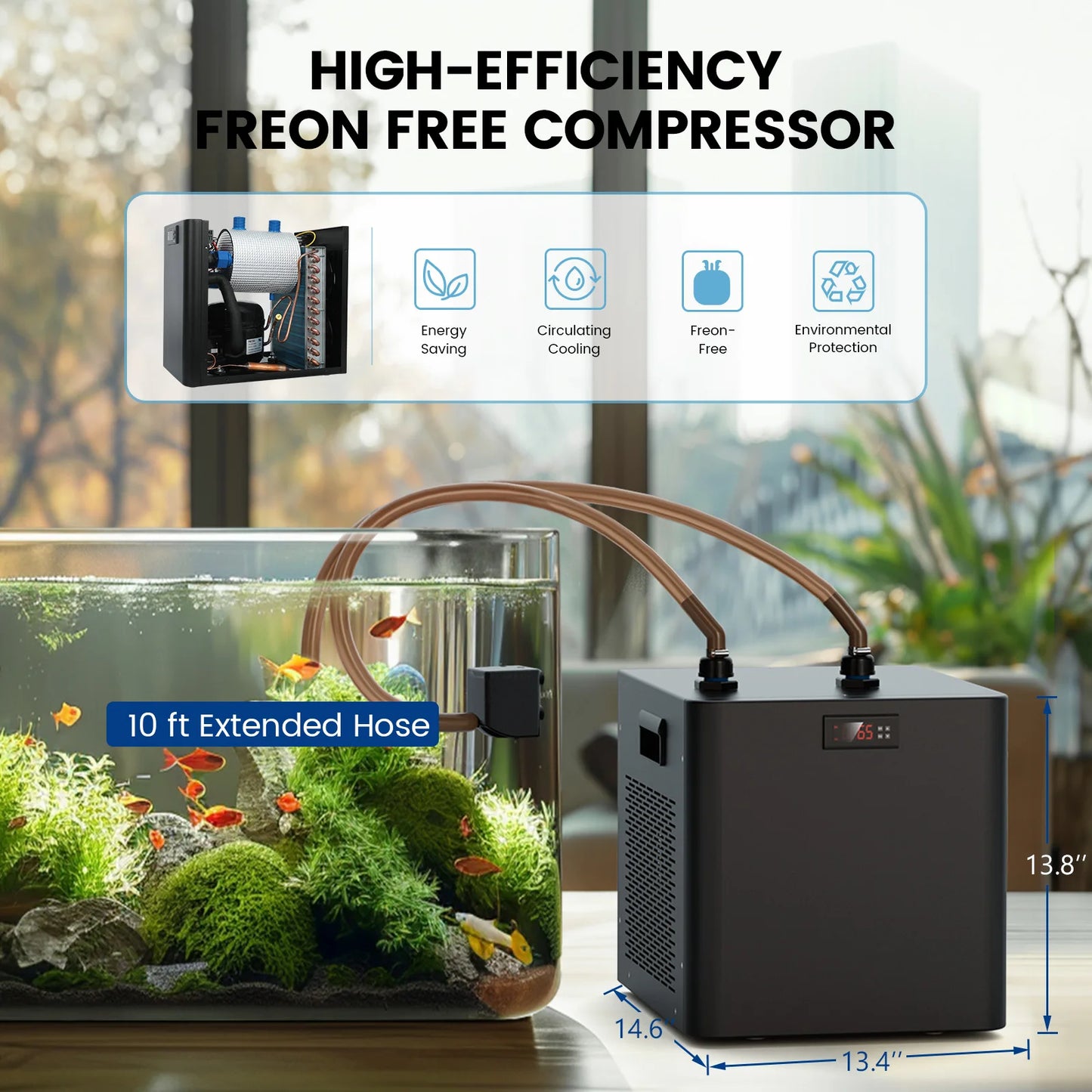 Aquarium Chiller Axolotl Adjustable Temperature One Half HP Water Cooler