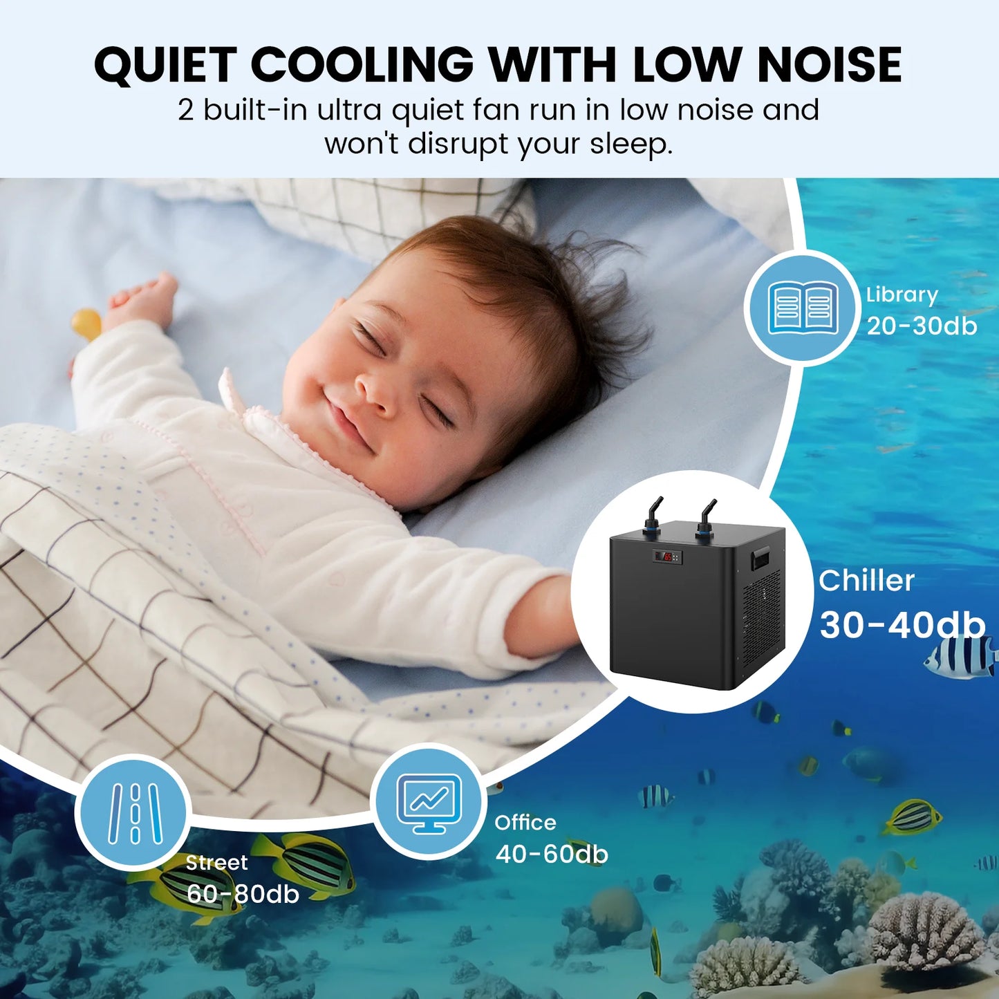 Aquarium Chiller Axolotl Adjustable Temperature One Half HP Water Cooler
