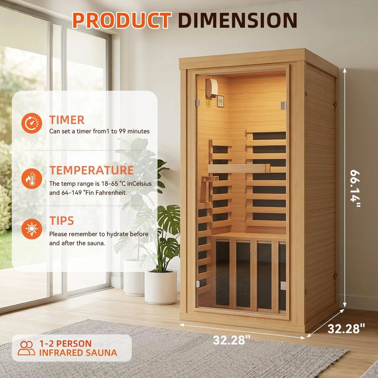 Nordivale Far Infrared Sauna Room With Glass Door Bluetooth