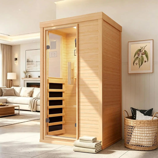 Nordivale One Person Wood Infrared Sauna With Bluetooth Control Panel