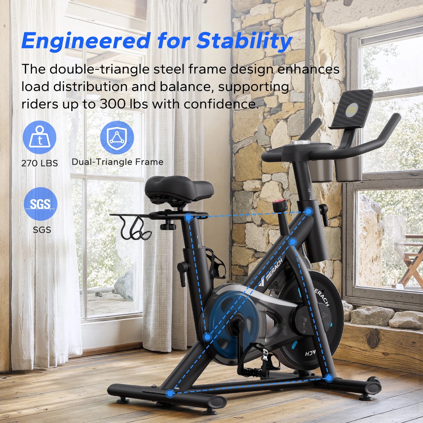 MERACH Magnetic Braking Exercise Bike With App Low Noise