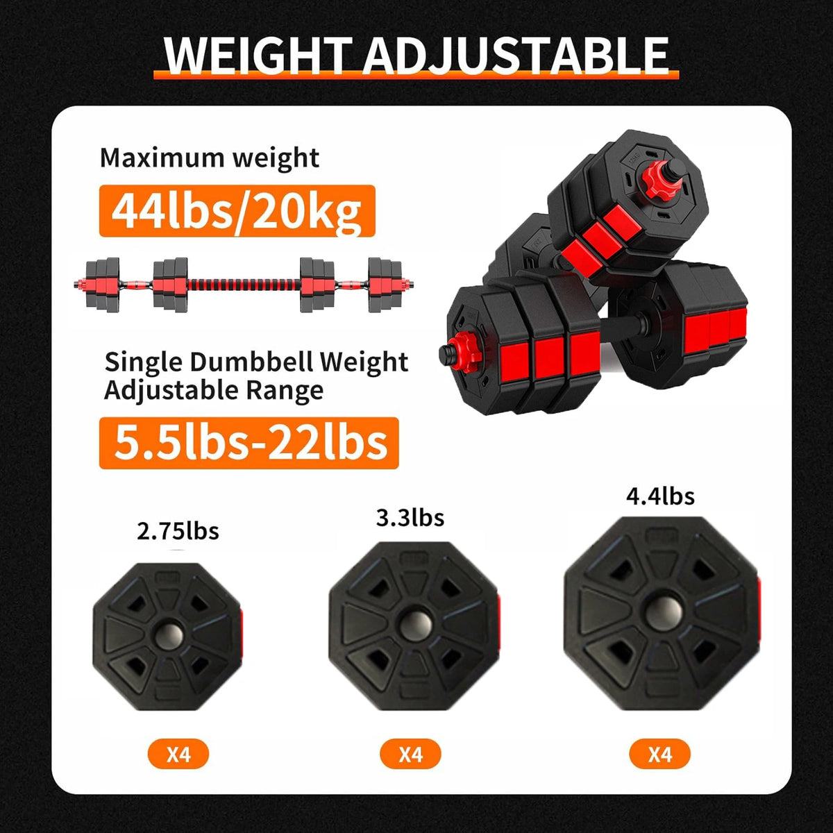 Adjustable Dumbbell Barbell Fitness Weights For Home Gym