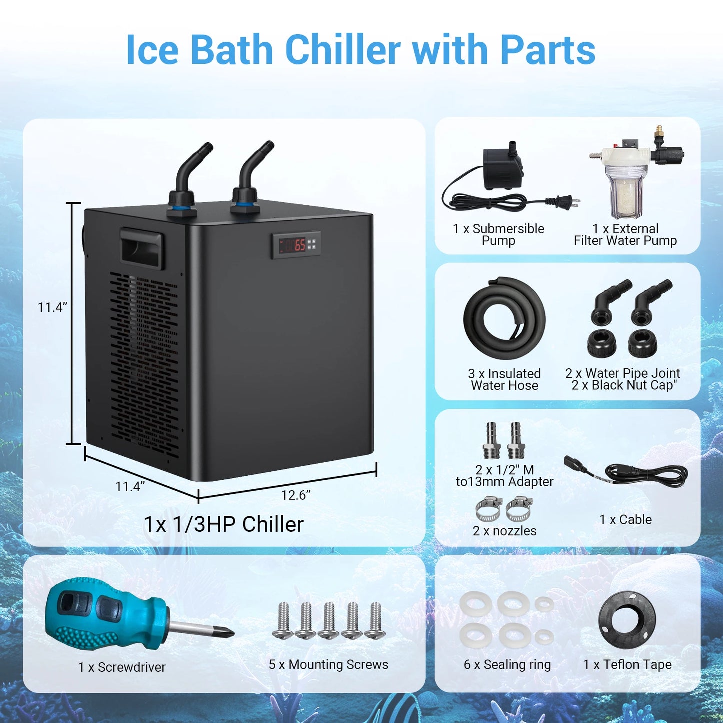 Ice Bath Chiller For Cold Plunge Tubs With Filter Pump