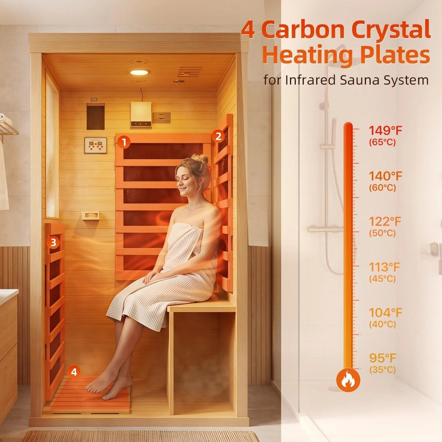Nordivale One Person Wood Infrared Sauna With Bluetooth Control Panel