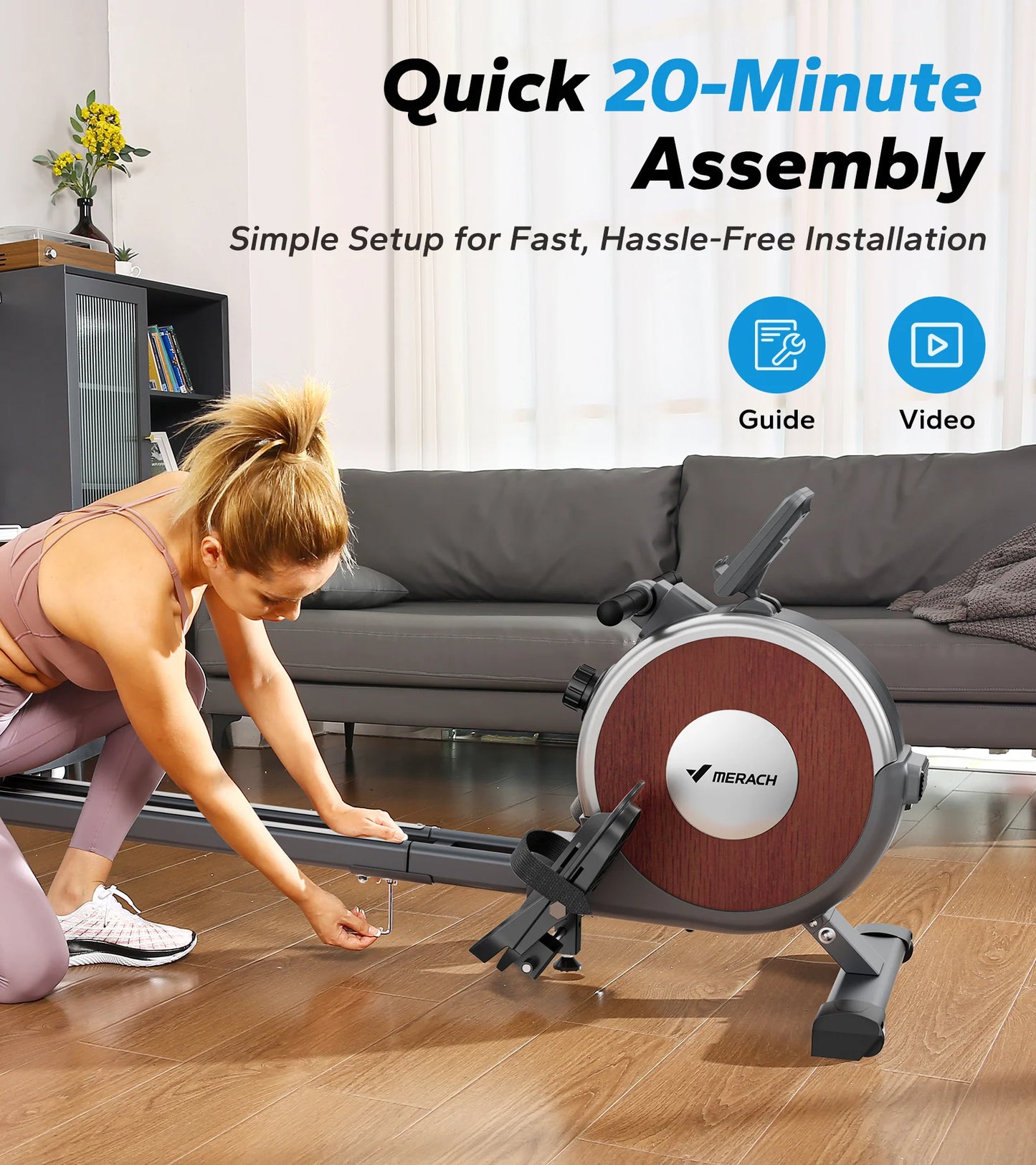 MERACH Magnetic Rowing Machine For Home With 16 Resistance Levels