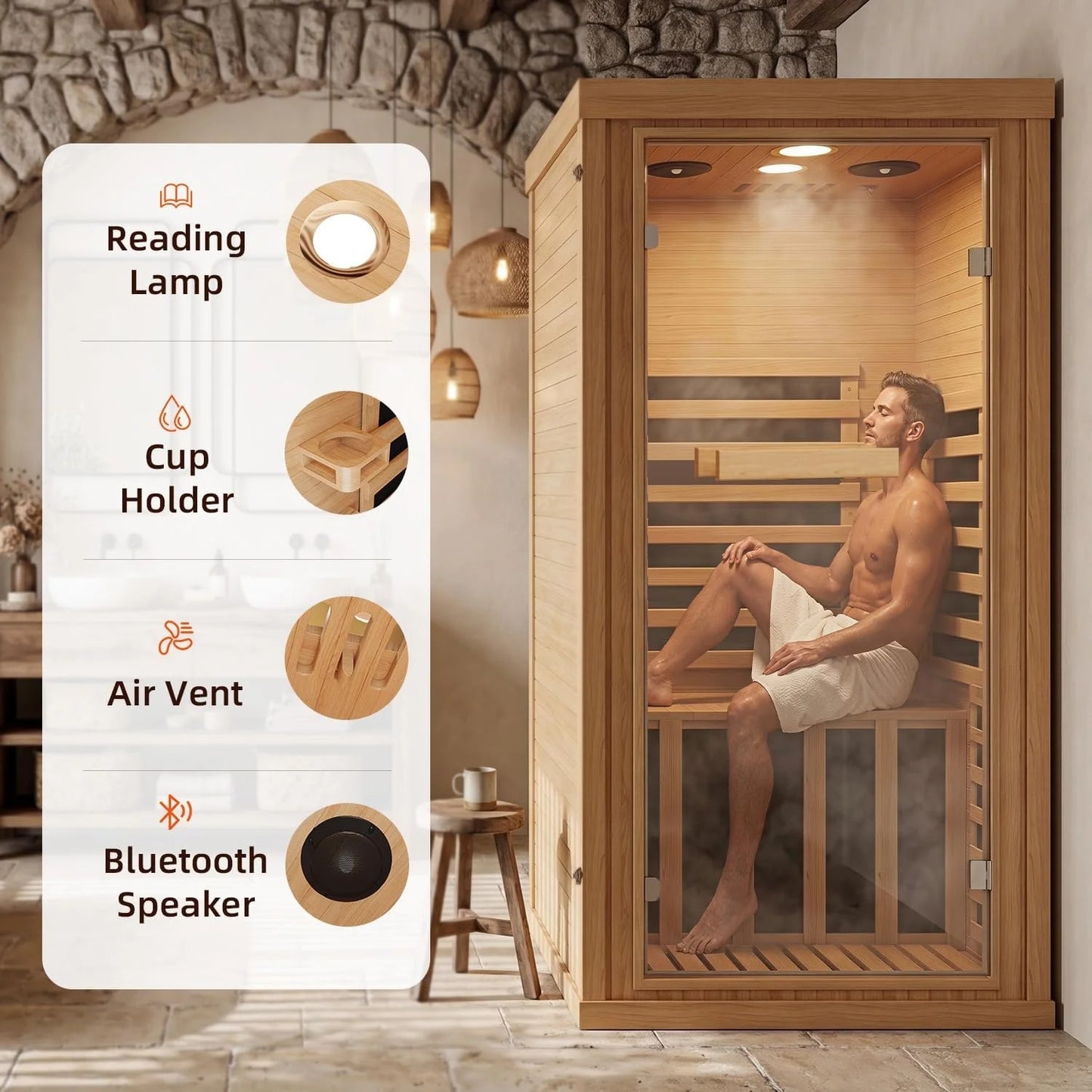 Nordivale Far Infrared Sauna Room With Glass Door Bluetooth