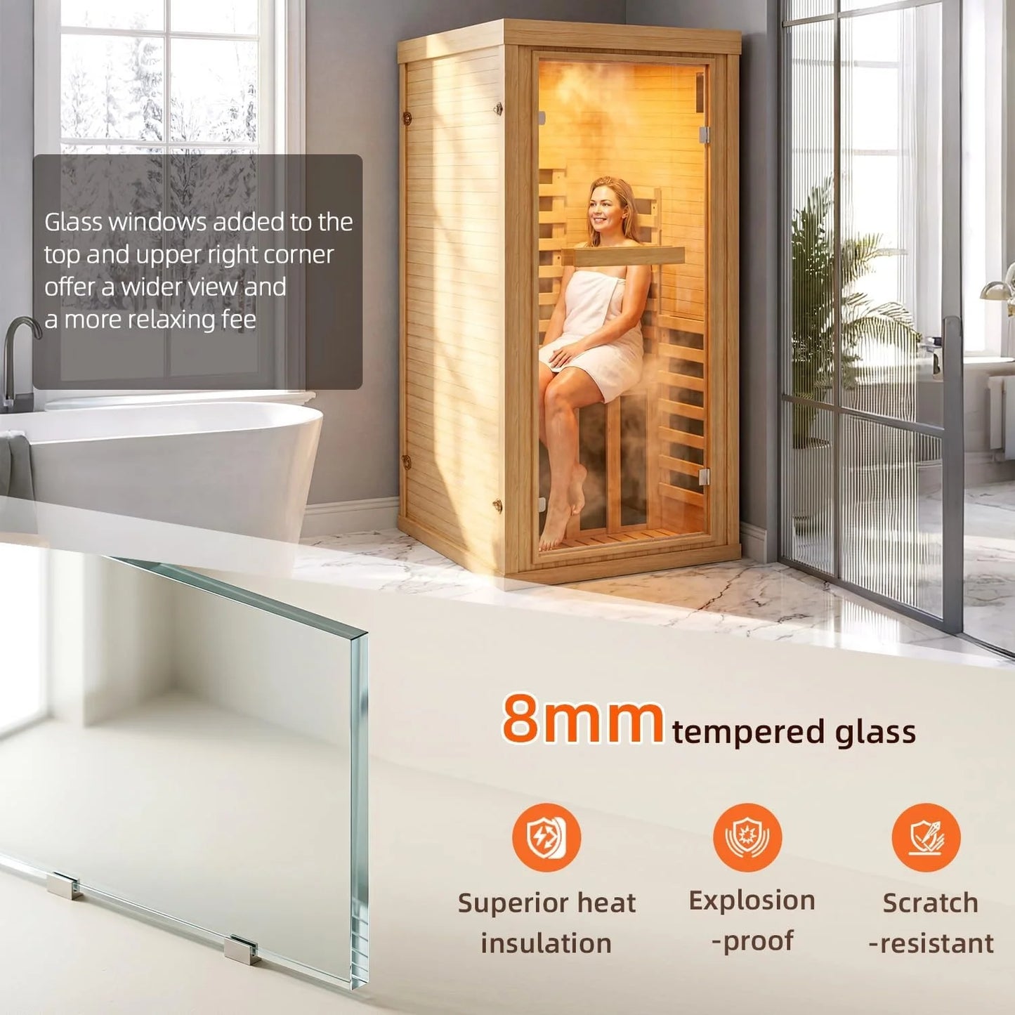 Nordivale Far Infrared Sauna Room With Glass Door Bluetooth