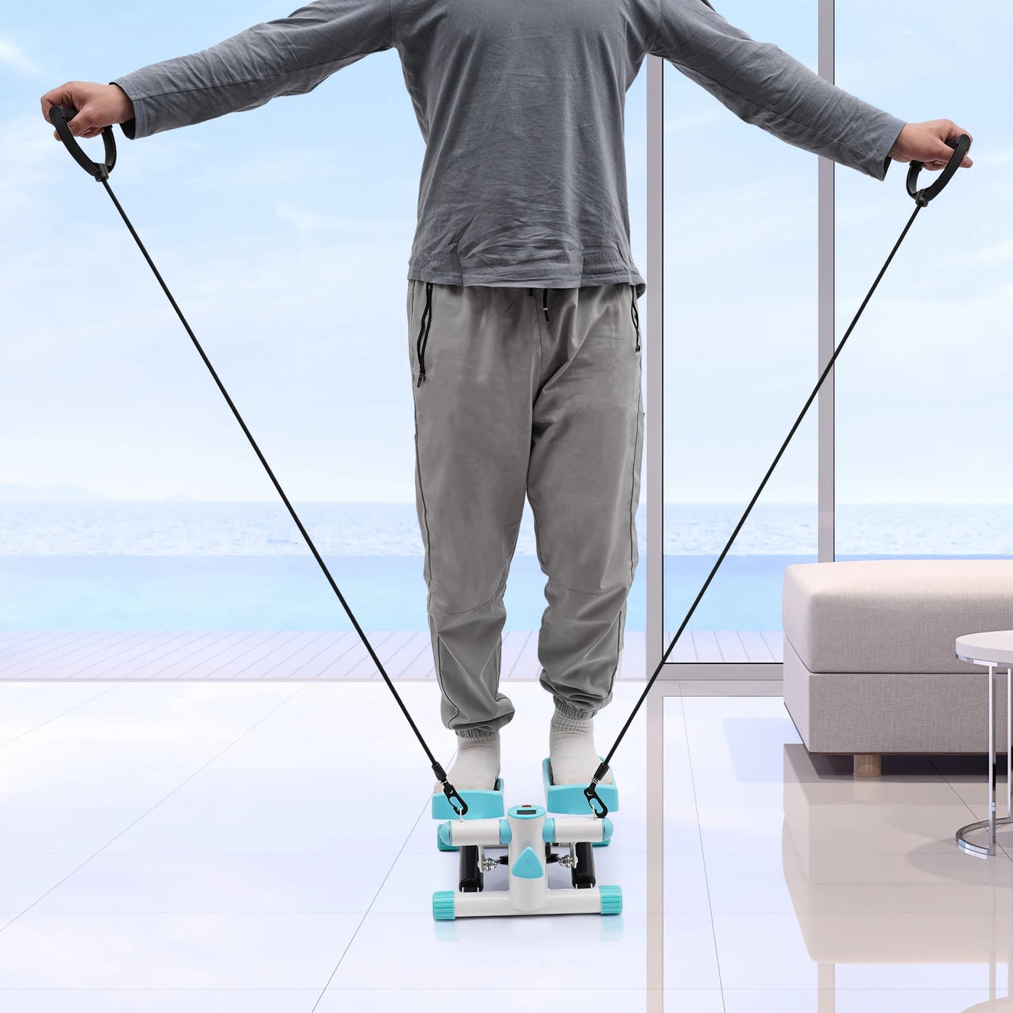 Mini Stepper With Resistance Bands Hydraulic Quiet Fitness Machine