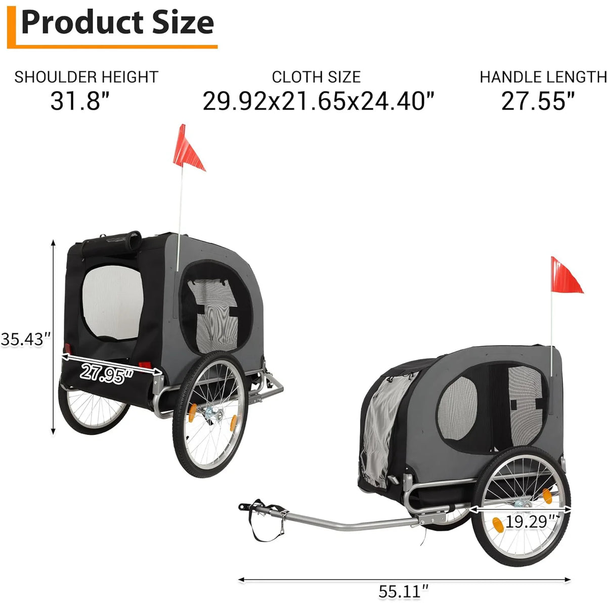 HiMISS Dog Bike Trailer And Jogging Stroller With Collapsible Design