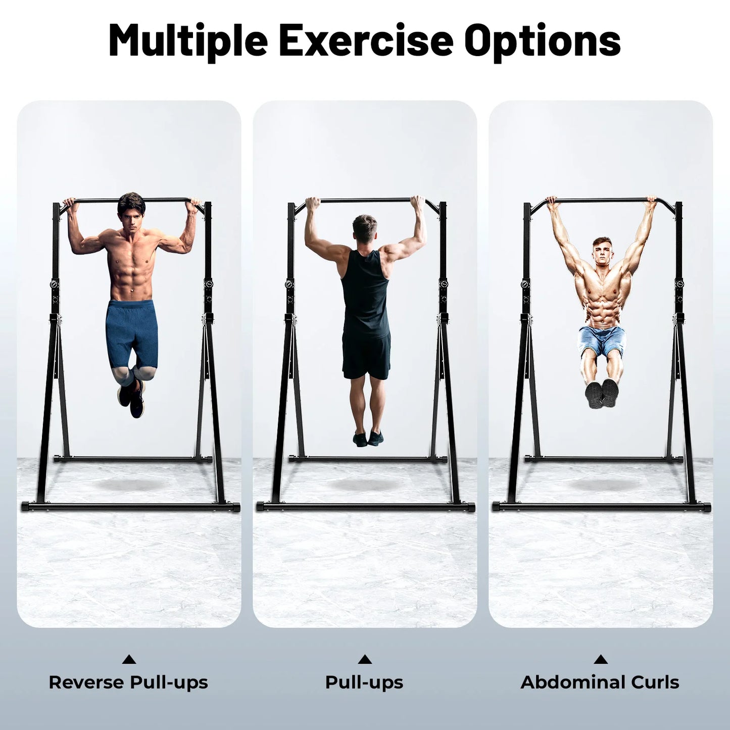 Foldable Pull Up Bar and Dip Station with Adjustable Height