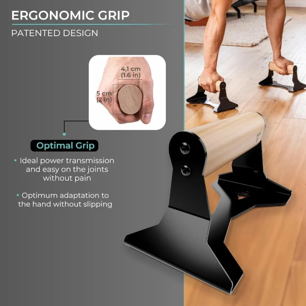 YTYIN Ergonomic Wooden Handle Parallettes for Pullups and Dips