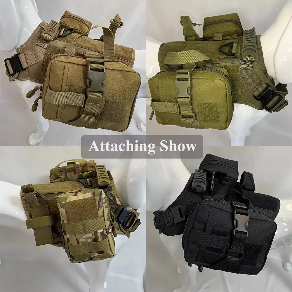 Petavel Dog Tactical Molle Pouches Harness Set For Military Training