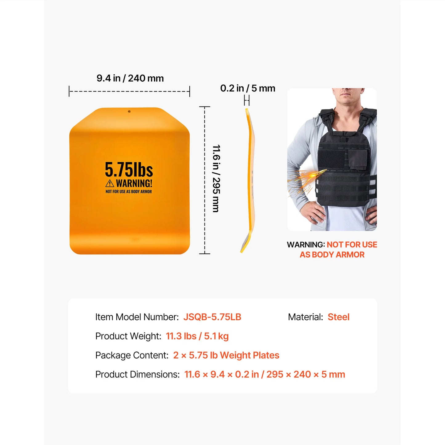 SucceBuy Curved Weight Vest Plates for Steel Tactical Training