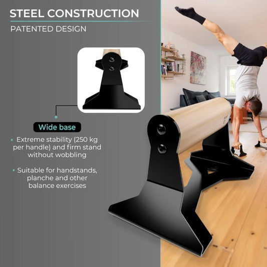 YTYIN Ergonomic Wooden Handle Parallettes for Pullups and Dips