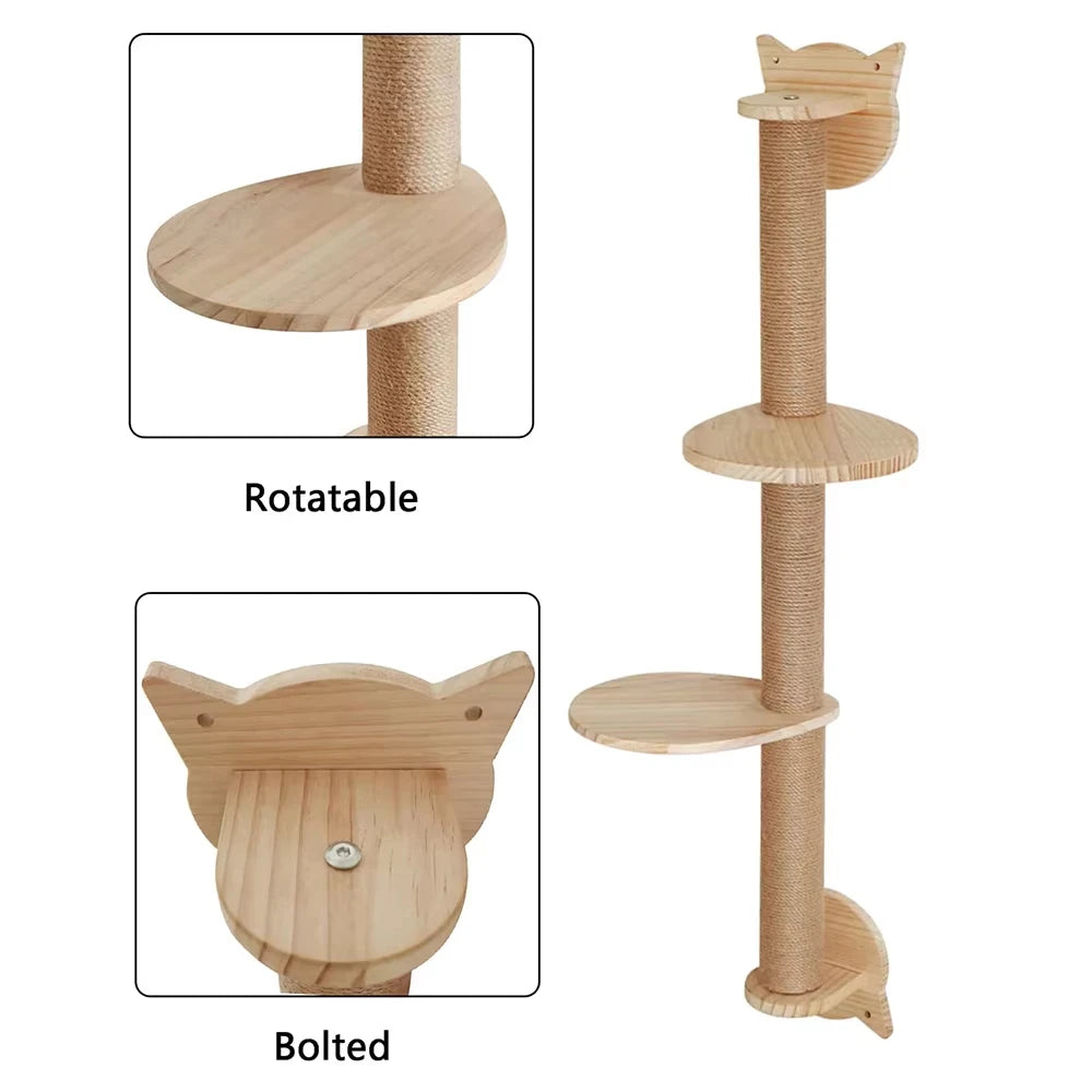 CWV Sisal Wall Mounted Cat Tree With Hammock And Scratcher