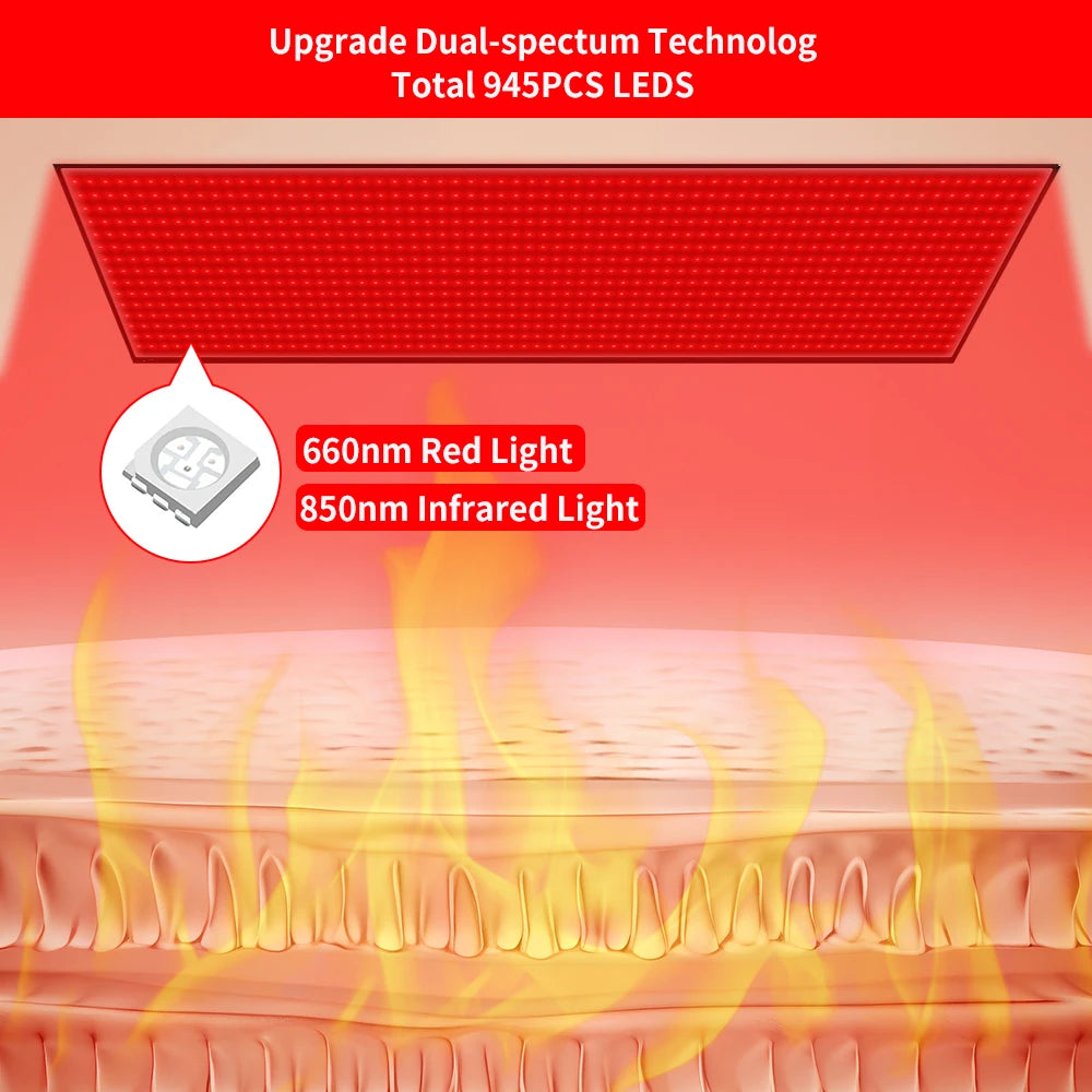 Red Light Therapy Mat Full Body Relaxation 945 LEDs 850nm