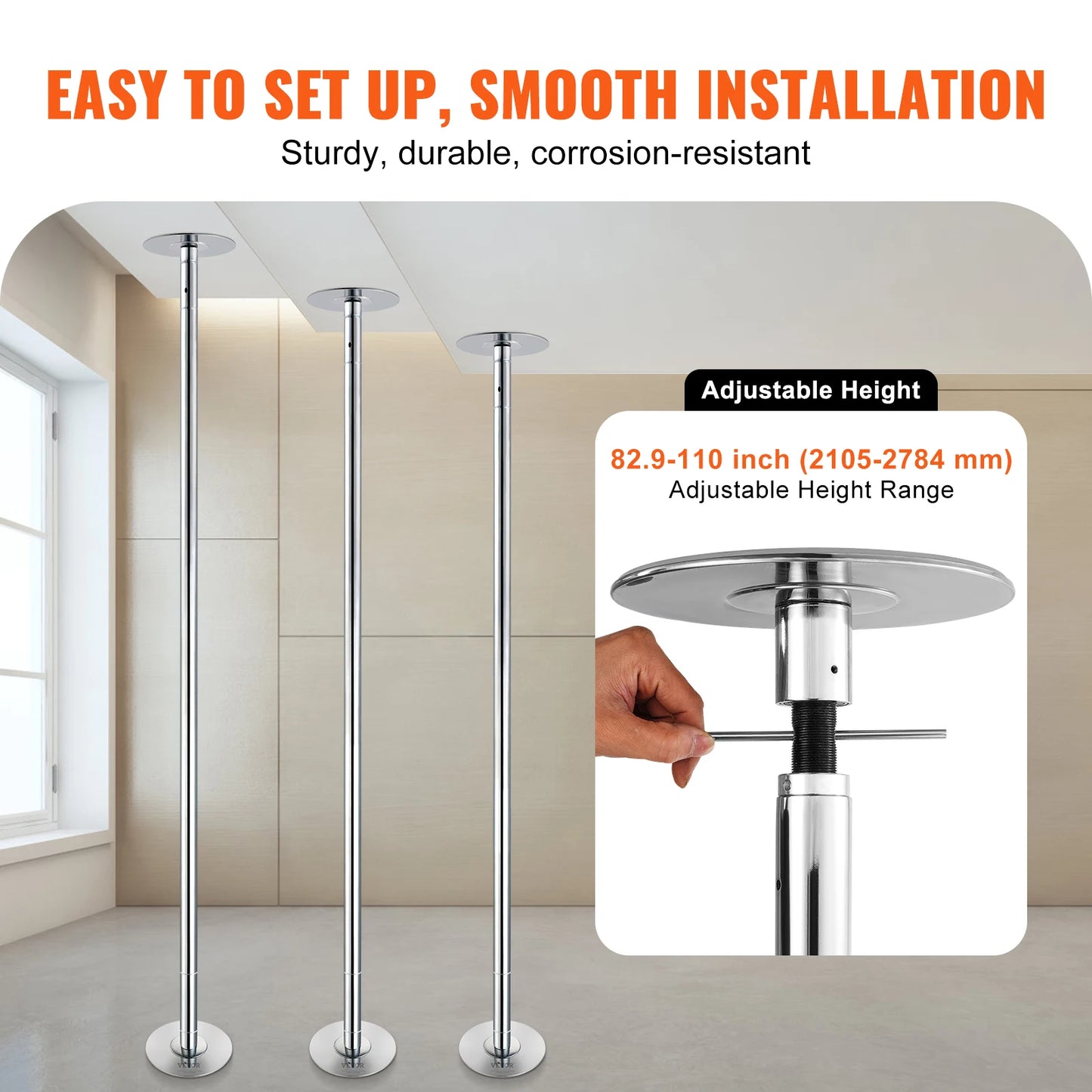 SucceBuy Professional Dancing Pole Kit Stainless Steel Heavy-Duty Removable