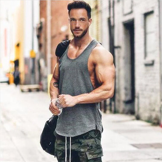 Cotton Breathable Sleeveless Tank Top for Gym Training and Running