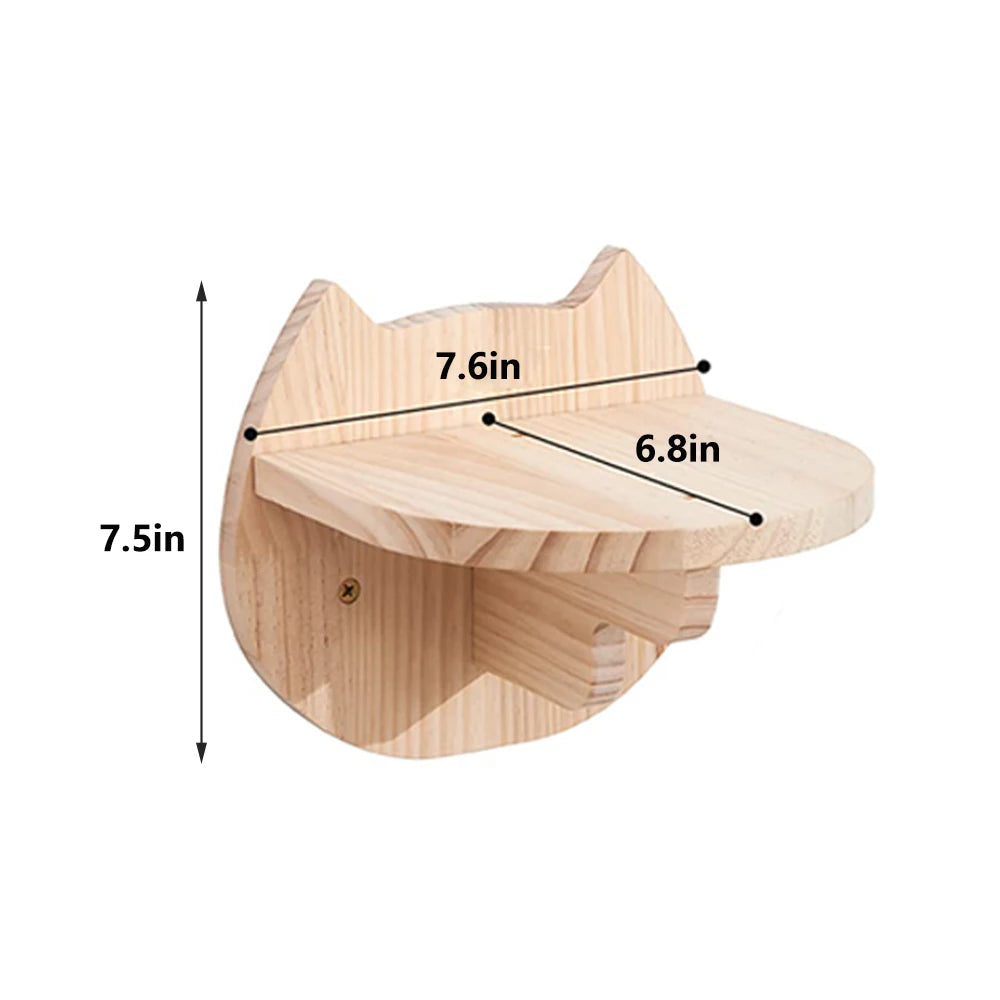 CWV Solid Pine Wood Wall Mounted Cat Climbing Shelves