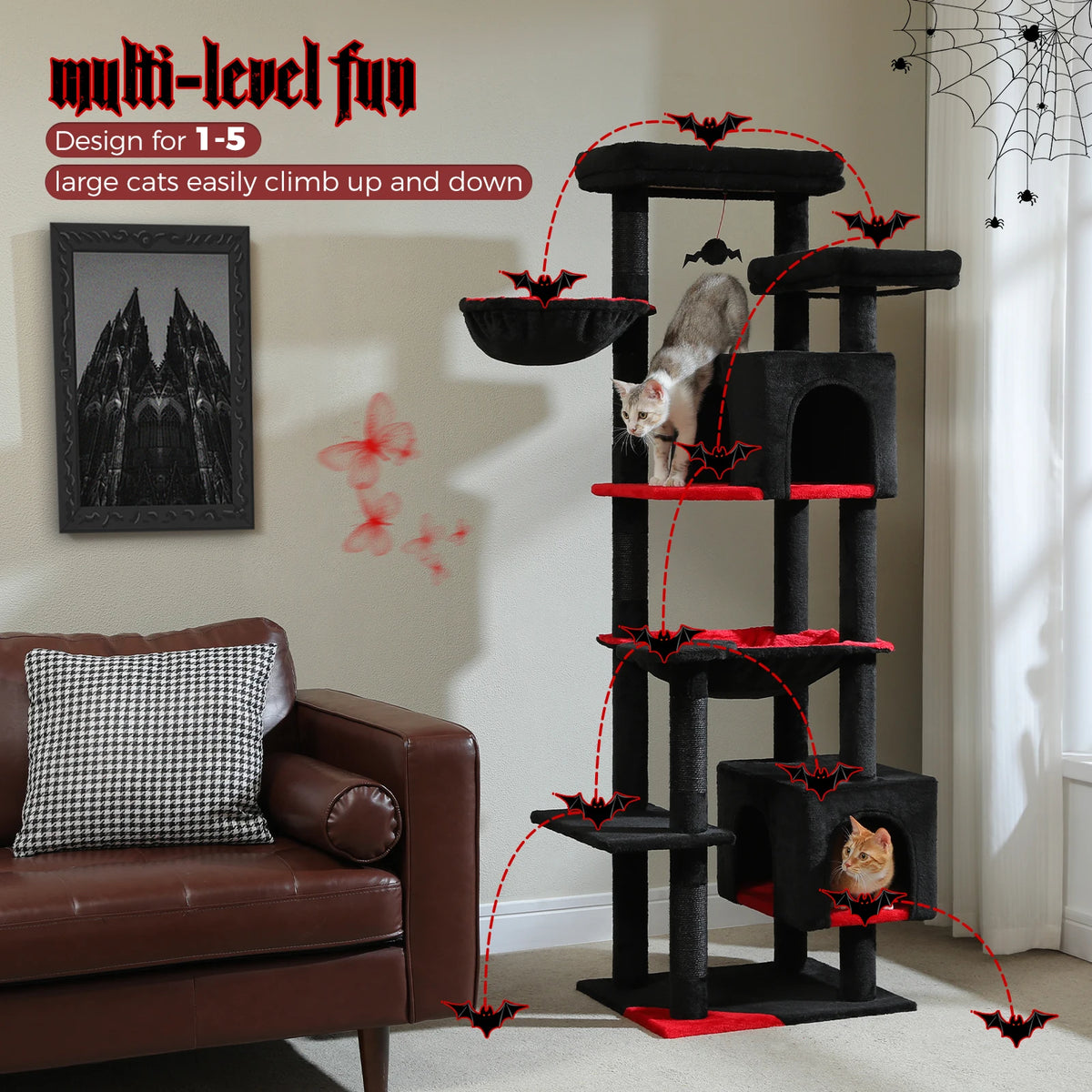 PAWZ Road Tall Cat Tree With Hammock And Scratch Posts