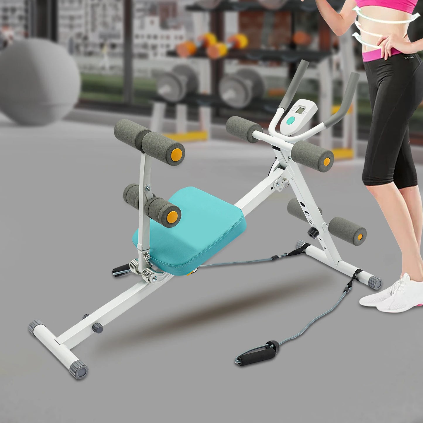 Home Gym Waist Trainer Exercise Machine With LCD Display Cushions