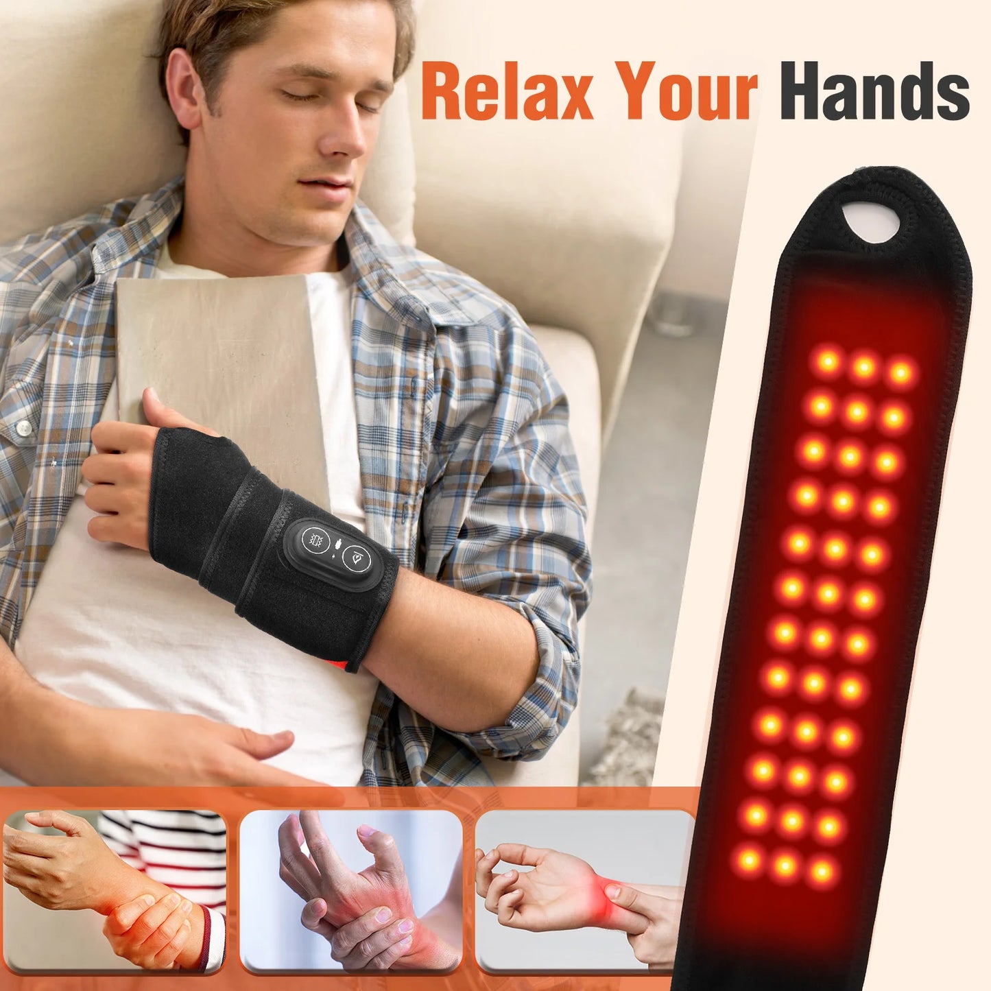 Hailicare 36 LED Beads 660nm and 850nm Red Light Heating Wrap for Joints