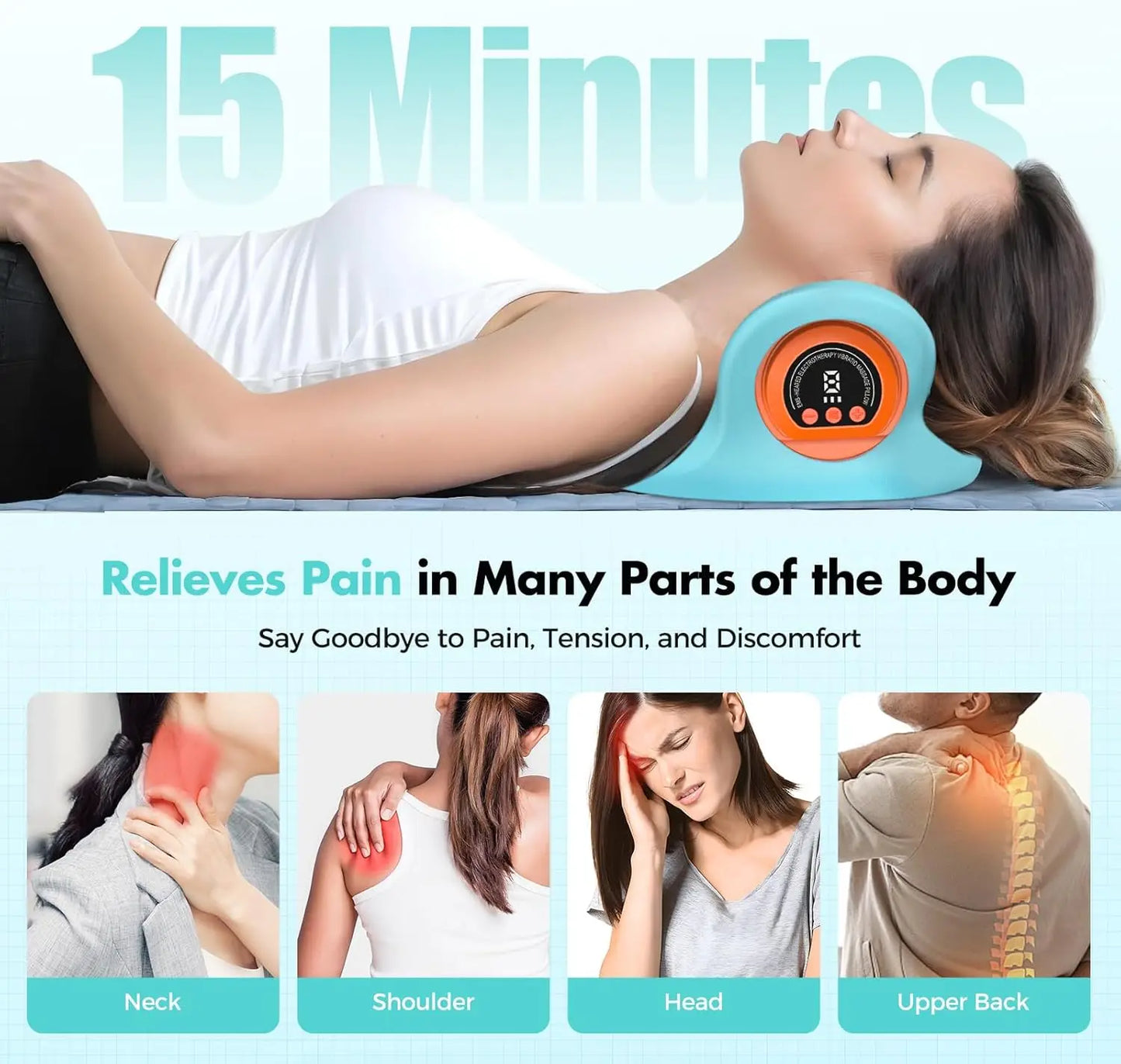 Rechargeable Portable Neck Massager Pillow With Remote Shiatsu Heat