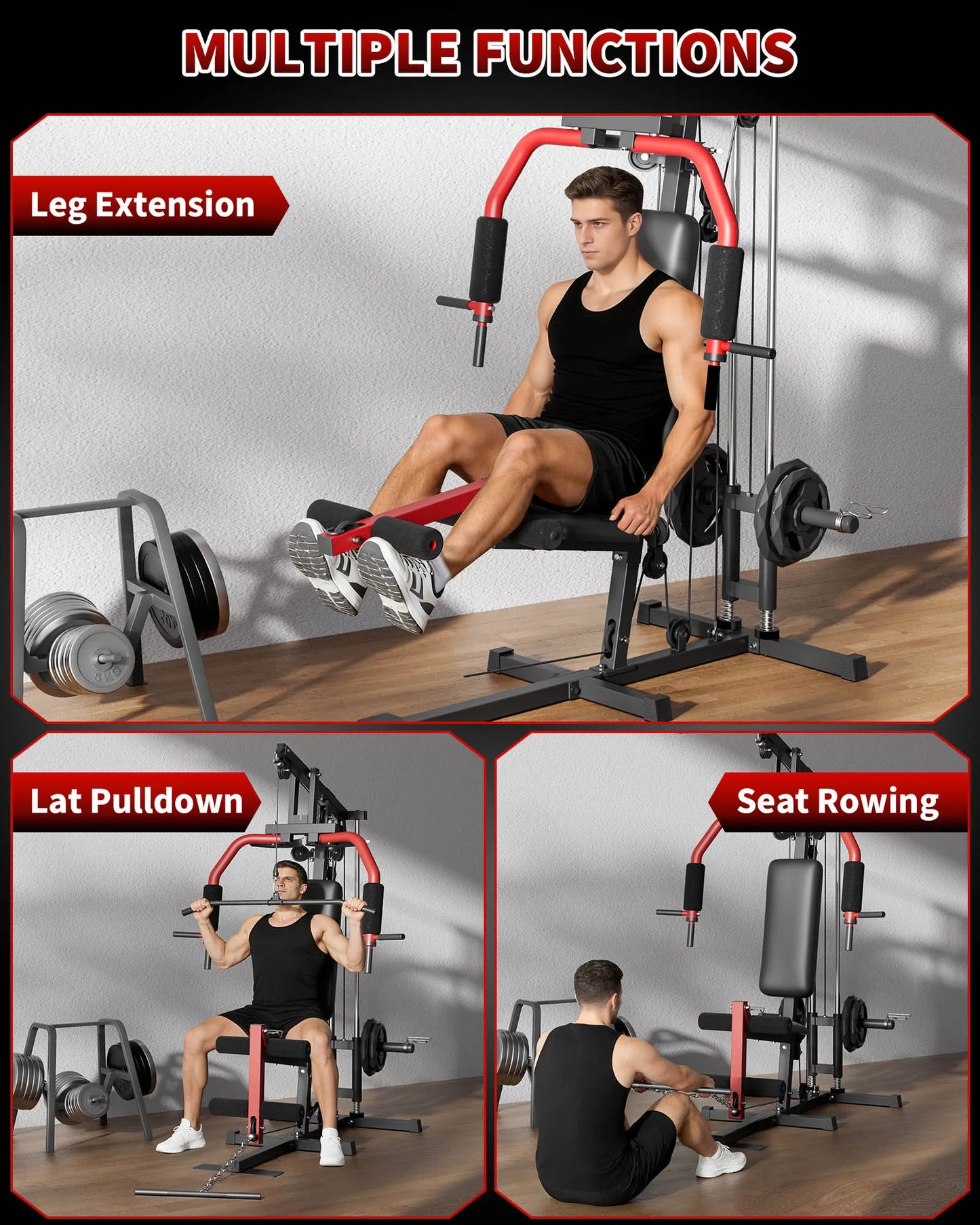 HiMISS 5In1 Home Gym Machine With Chest Press Lat Pulldown