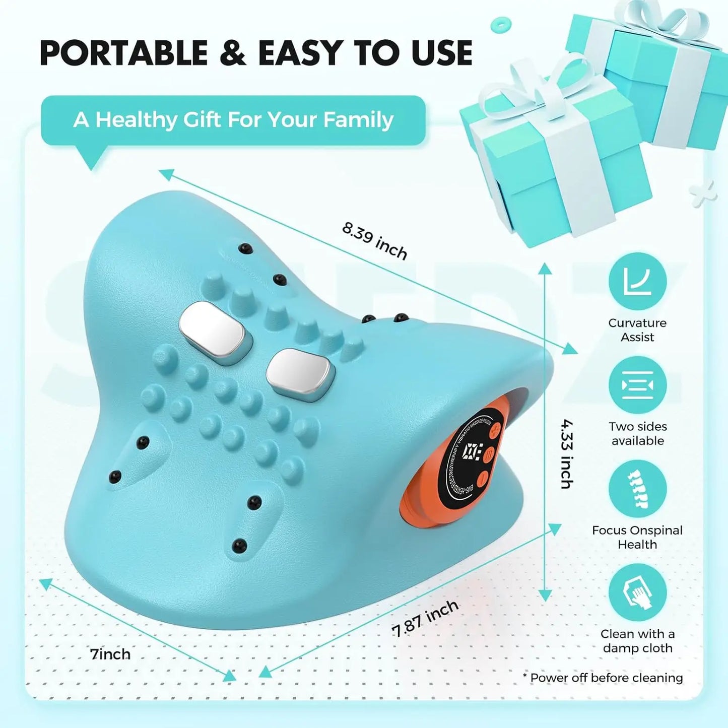 Rechargeable Portable Neck Massager Pillow With Remote Shiatsu Heat