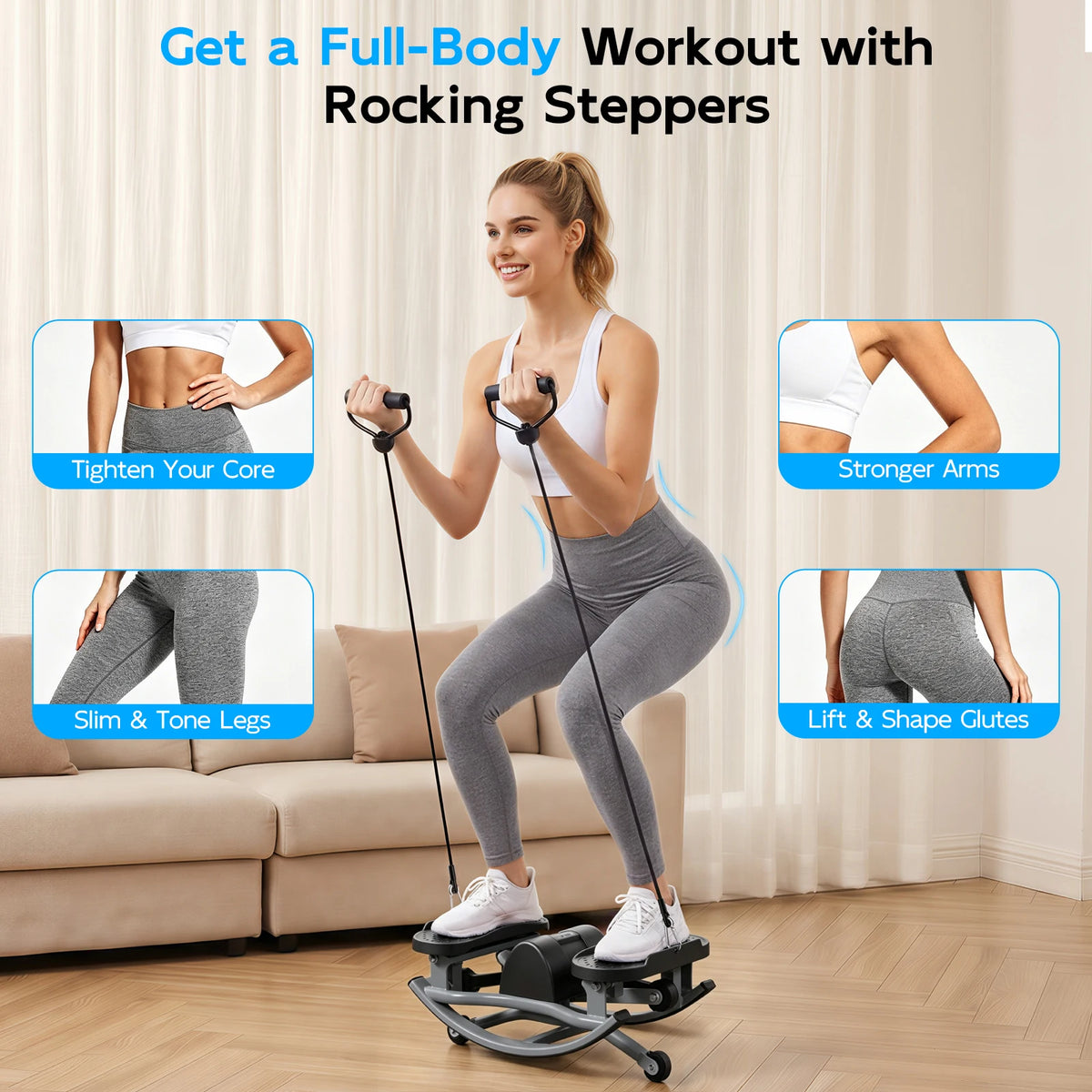 Digital Display Twisting Stepper Machine With Resistance Bands