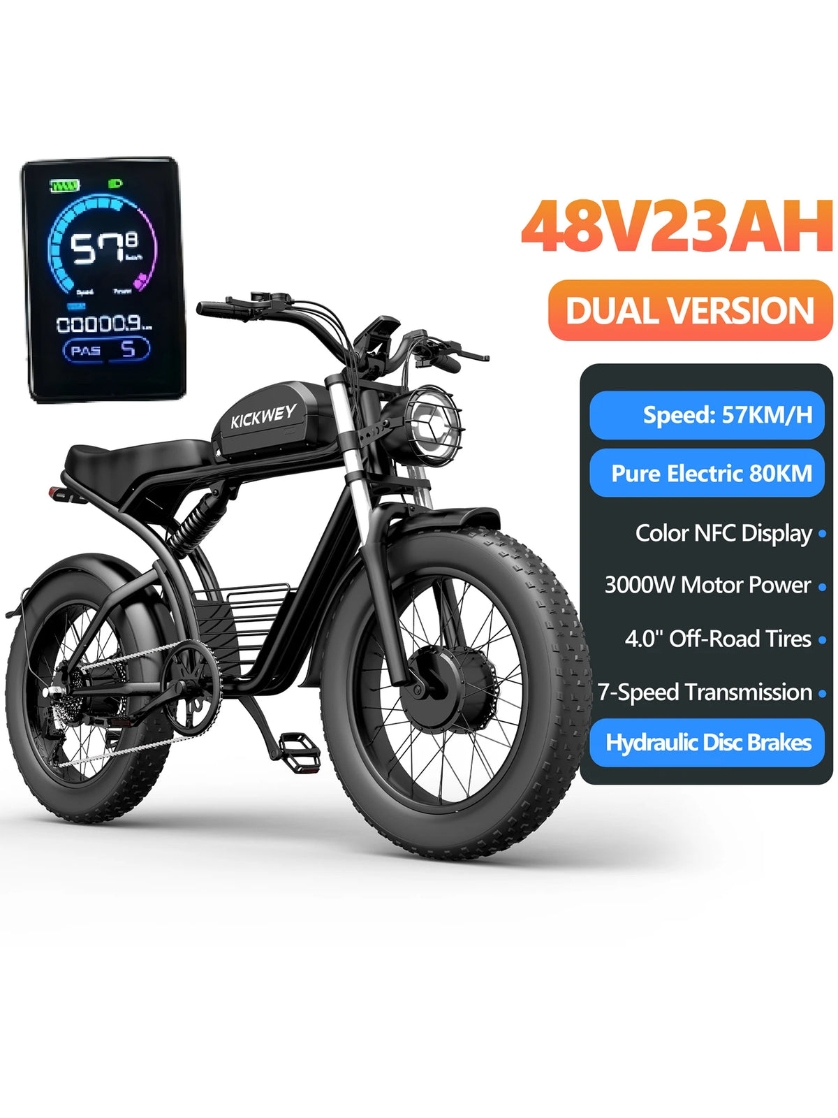 Kickwey K7 3000W Full Suspension Off Road Electric Bike
