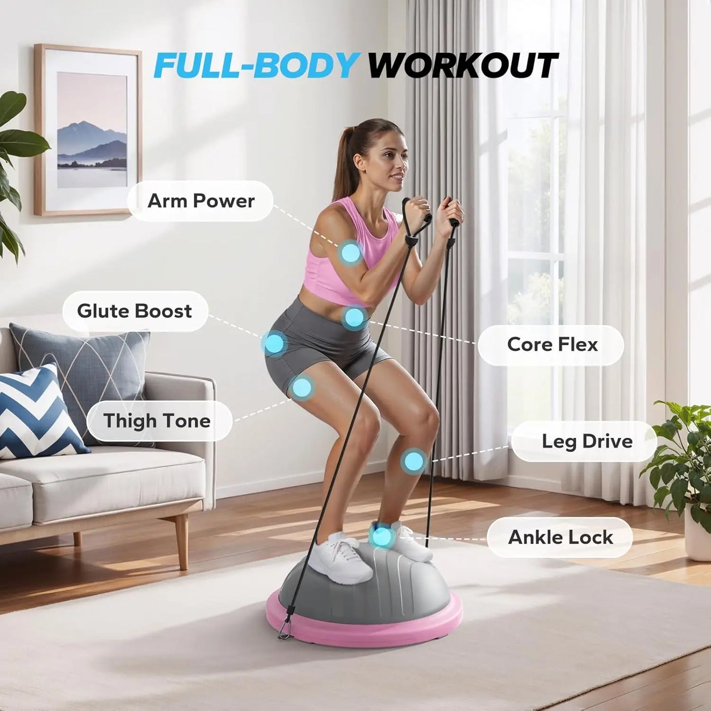 YTYIN Balance Ball Trainer With Resistance Bands For Core Strength