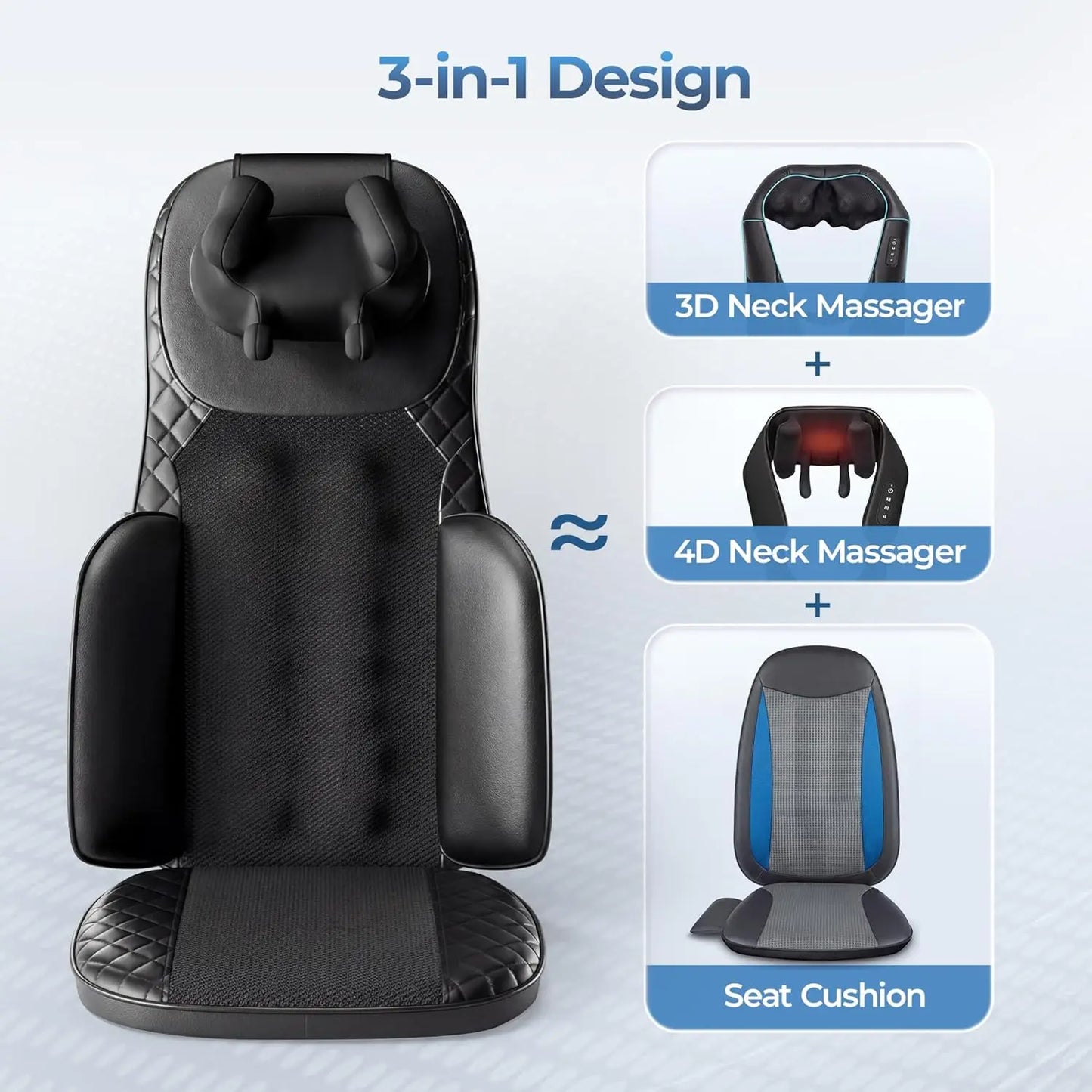 HIMOUTA 3-in-1 Shiatsu Massage Cushion With Heat 4D Kneading