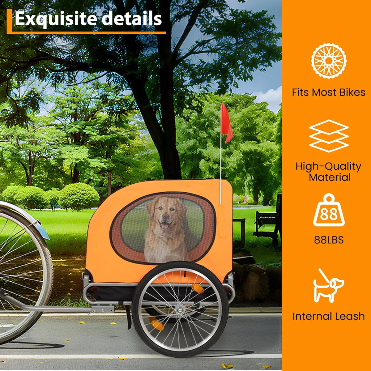 TwisterCk Foldable Dog Bike Trailer Pet Bicycle Carrier