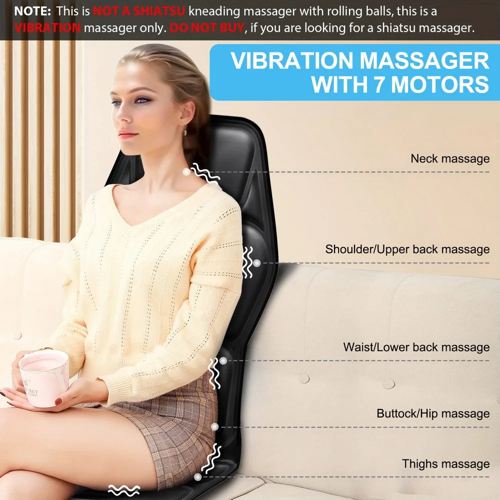 HOMEMASSA Massage Chair Pad With Heat Back Massager Seat Cushion