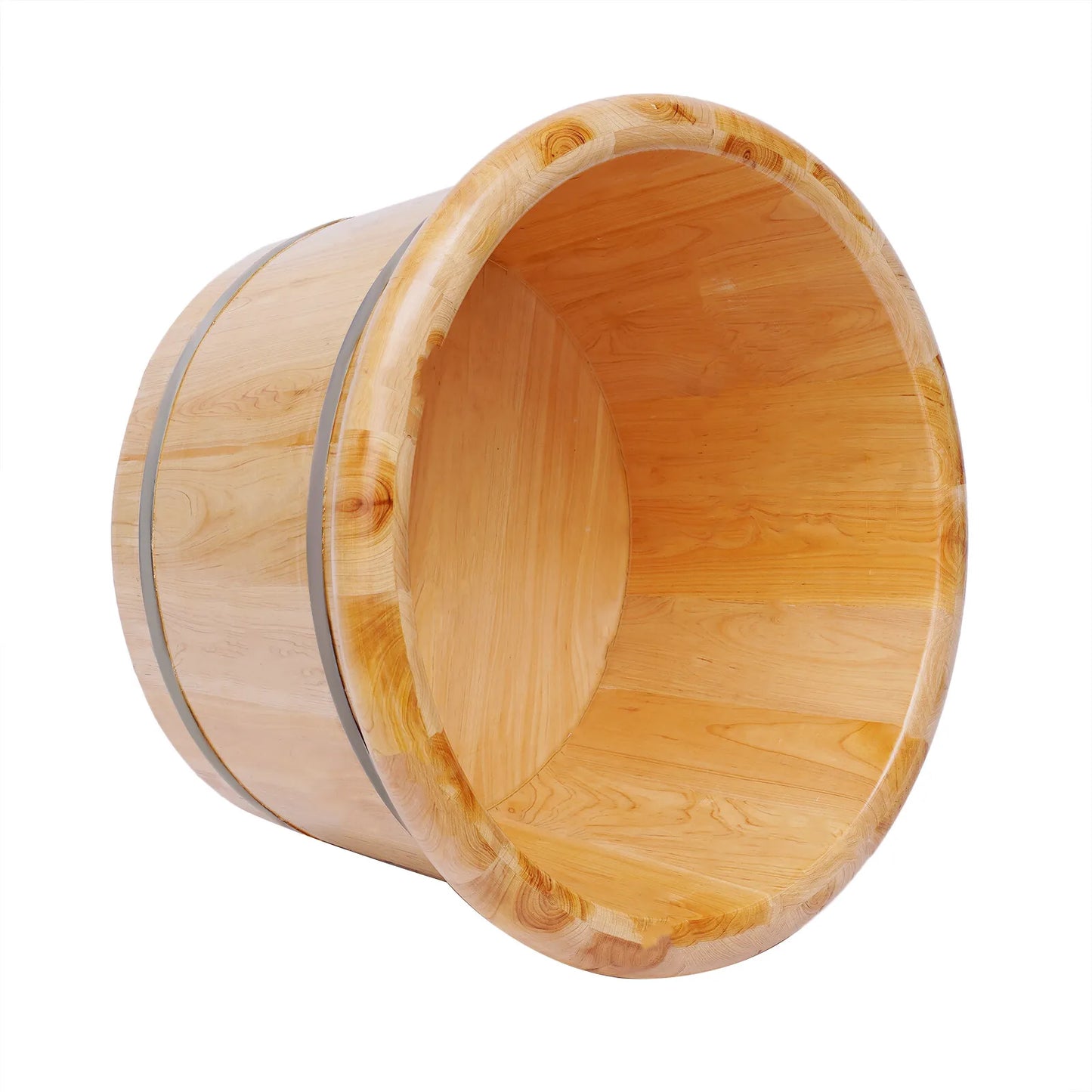 Cedar Wood Foot Bath Bucket With Lid And Massage Roller