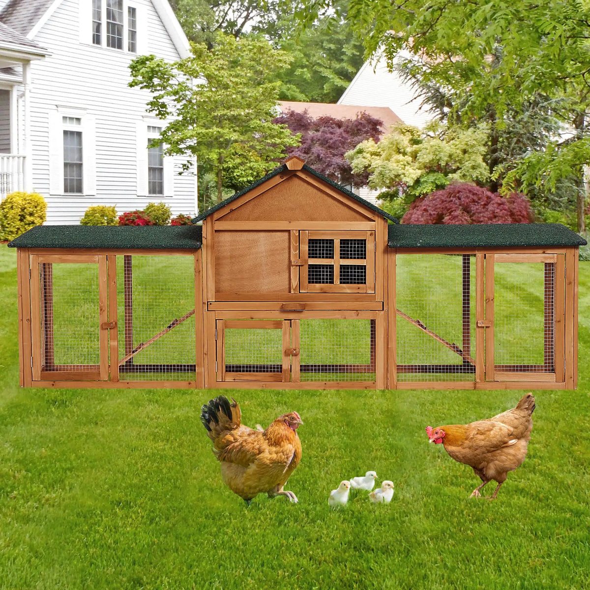 DishyKooker Two Level Wooden Rabbit Hutch With Ramp And Runs