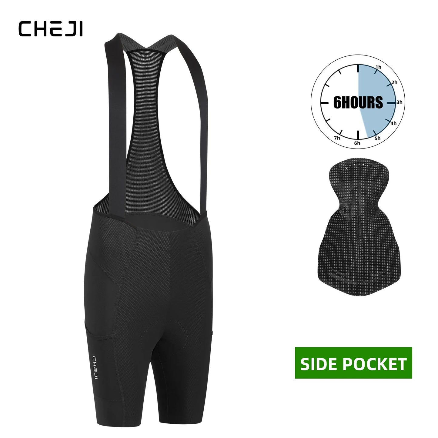 Cheji Men's Cycling Bib Shorts Seamless Quick-Dry Breathable Performance