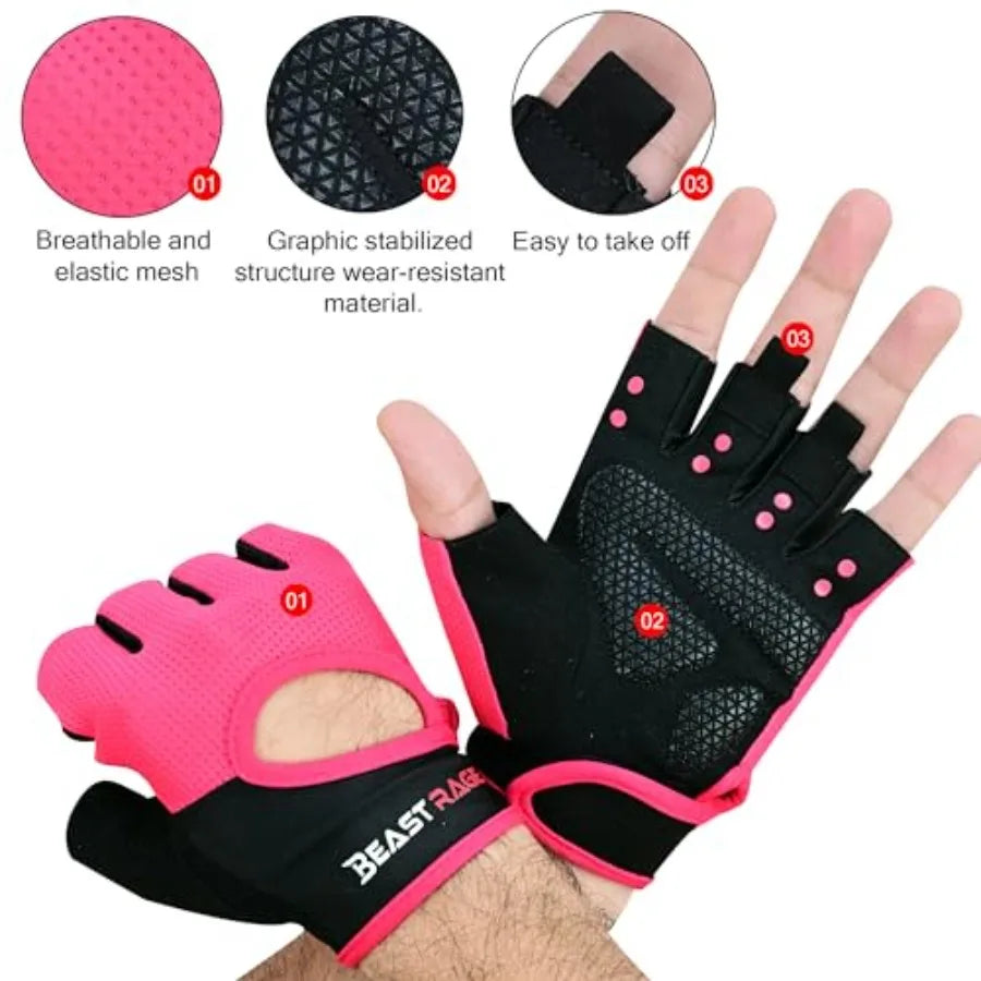 Breathable Fingerless Workout Gloves With Palm Protection For Weightlifting